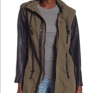 NWT BlankNyc Faux leather sleeve trench